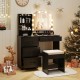 Makeup Vanity Desk Dressing Table and Stool Set with Mirror and Lights