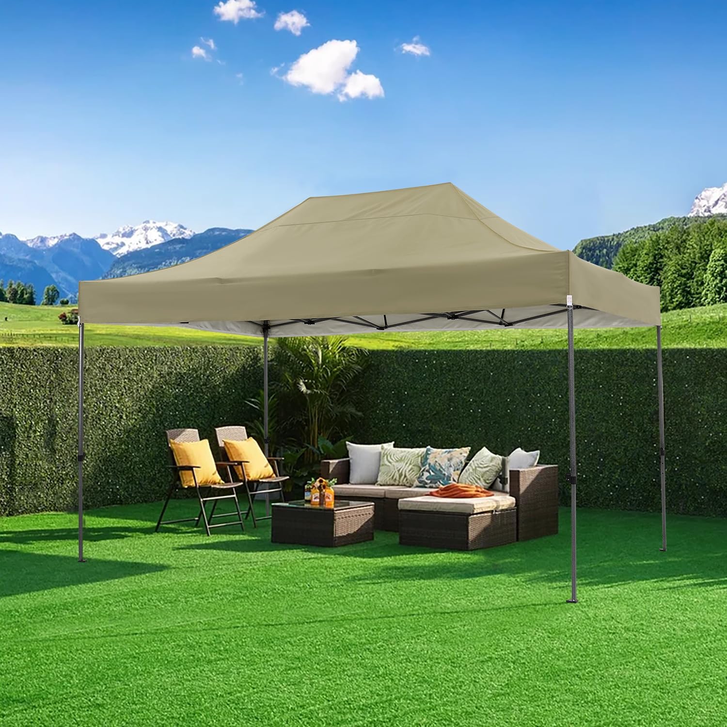 COBIZI 10x20 Heavy Duty Pop up Canopy Tent with 6 sidewalls Easy Up Commercial Outdoor Canopy Wedding Party Tents for Parties All Season Wind & Waterproof Gazebo with Roller Bag,Black(Frame Thickened)