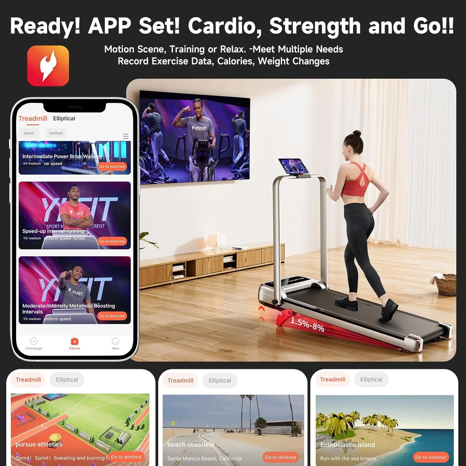 RHYTHM FUN CP01 Foldable Treadmill with Incline