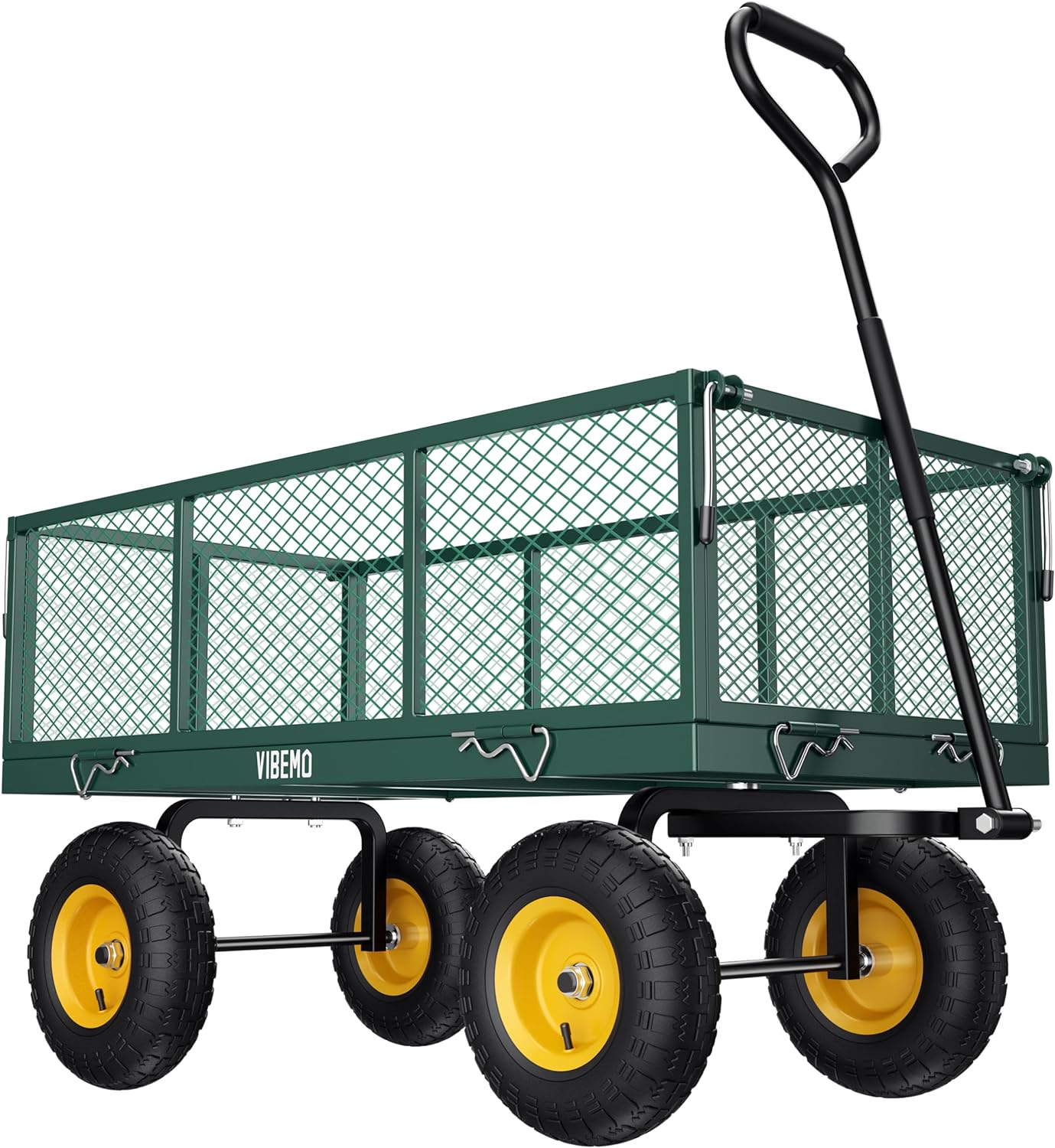Steel Garden Cart, 2-in-1 1400 lbs Heavy Duty Utility Wagon, with Removable Mesh Sides to Convert into Flatbed, 240?? U-Turn 13