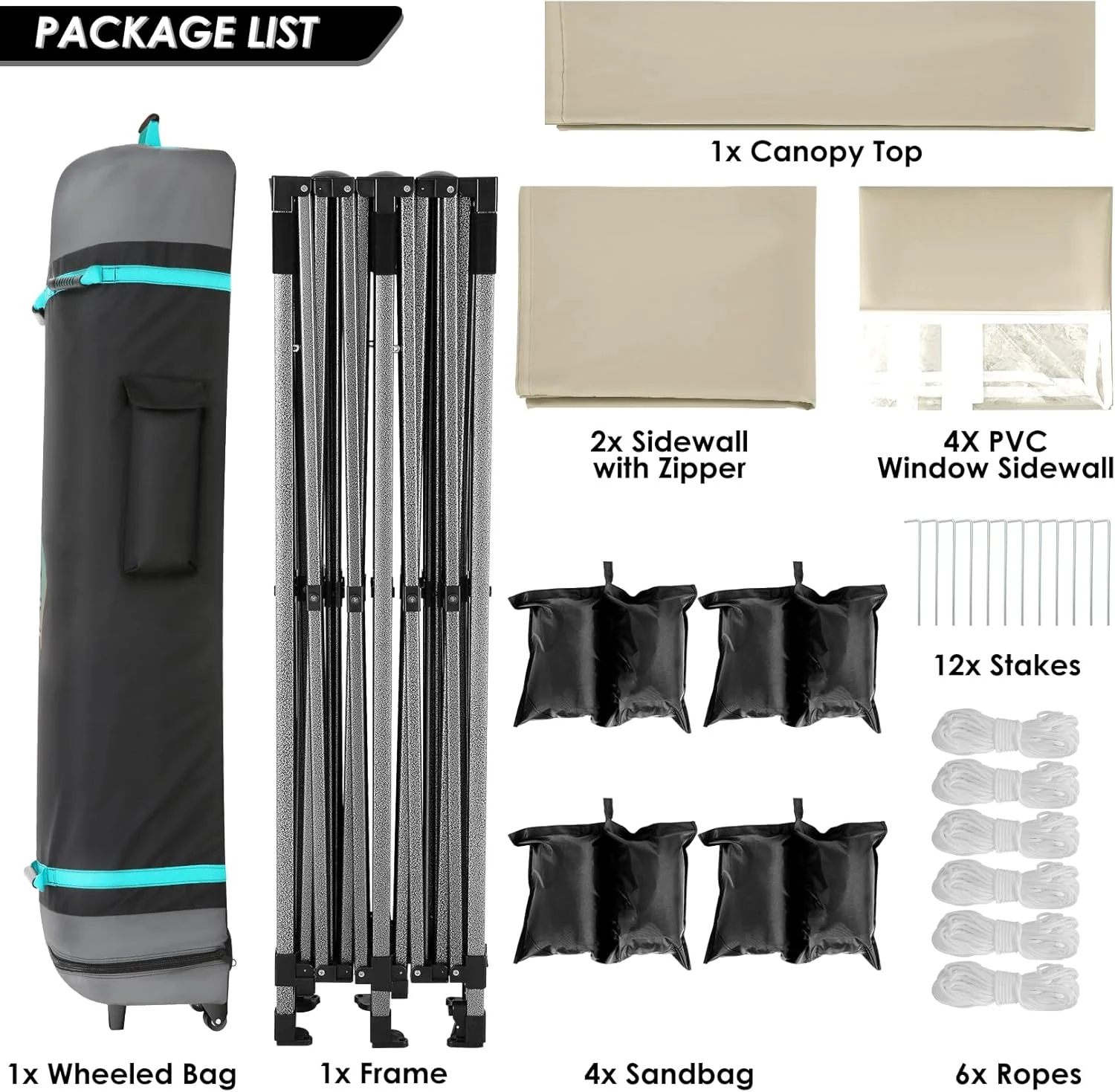 COBIZI 10x20 Heavy Duty Pop up Canopy Tent with 6 sidewalls Easy Up Commercial Outdoor Canopy Wedding Party Tents for Parties All Season Wind & Waterproof Gazebo with Roller Bag,Black(Frame Thickened)