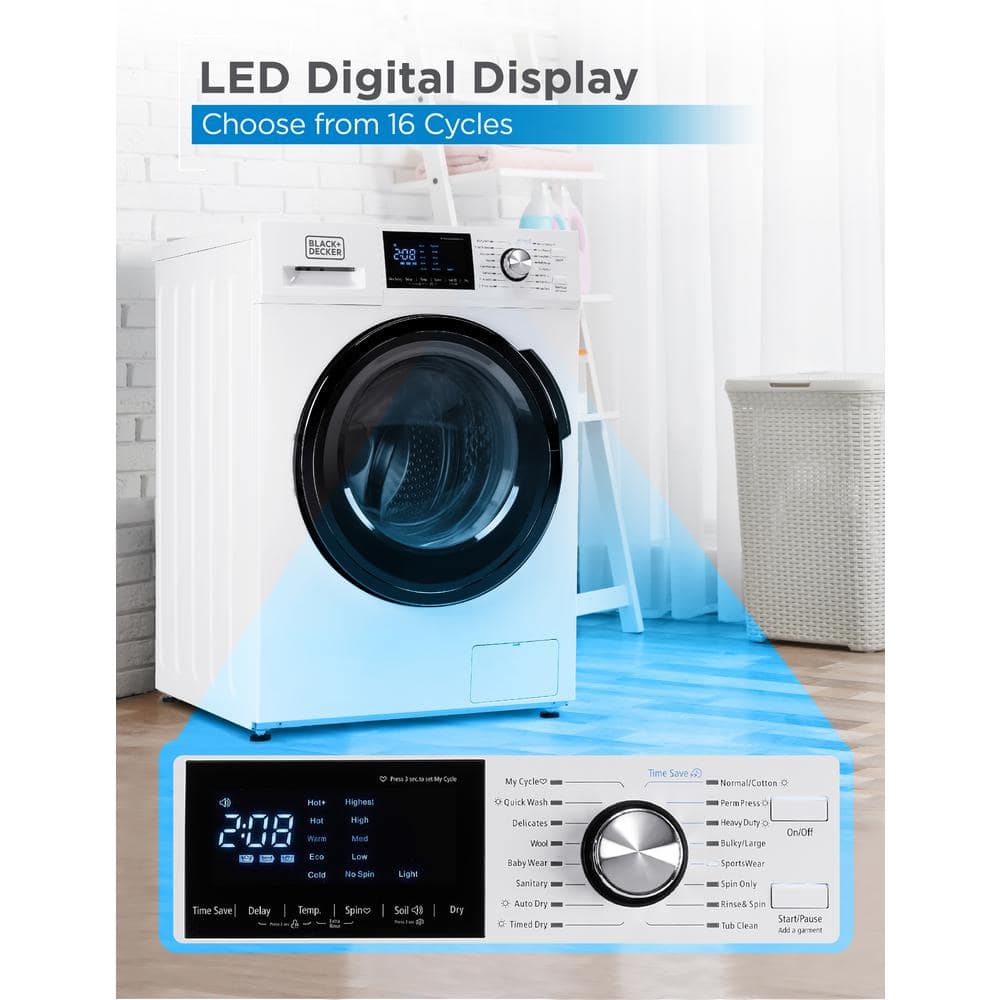 BLACK+DECKER 2.7 cu. ft. All-in-One Washer and Dryer Combo in White BCW27MW💝 Last Day For Clearance