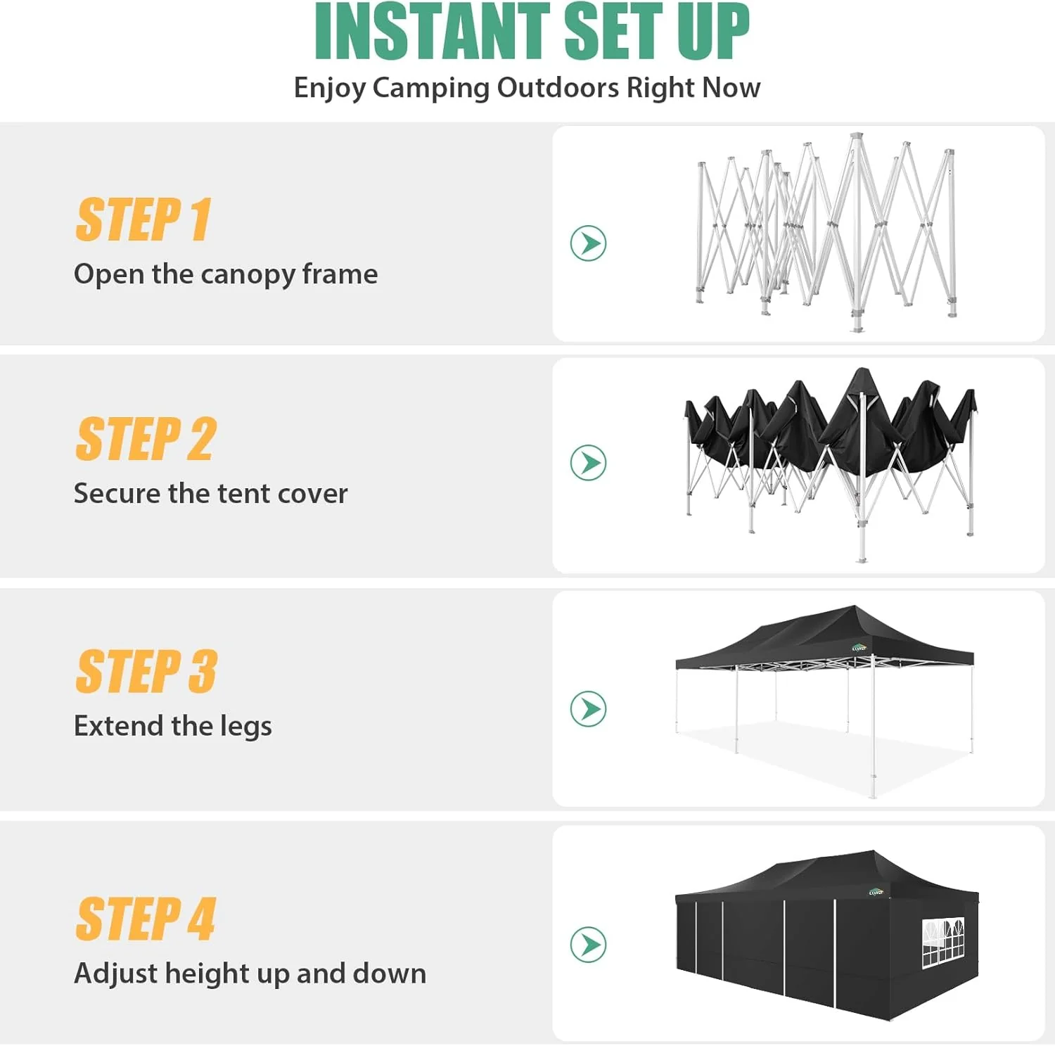 COBIZI 10x20 Heavy Duty Pop up Canopy Tent with 6 sidewalls Easy Up Commercial Outdoor Canopy Wedding Party Tents for Parties All Season Wind & Waterproof Gazebo with Roller Bag,Black(Frame Thickened)