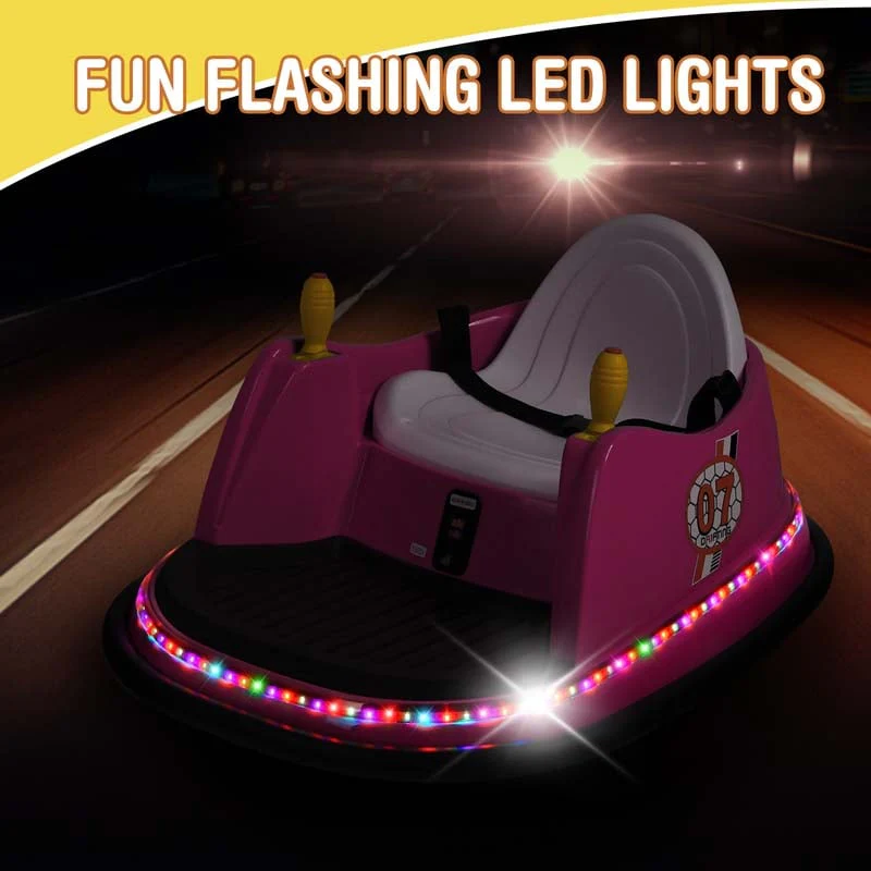 6V Kids Ride On Bumper Car 360-Degree Spin Race Toy with Dual Joysticks, Flashing LED Light, Remote Control