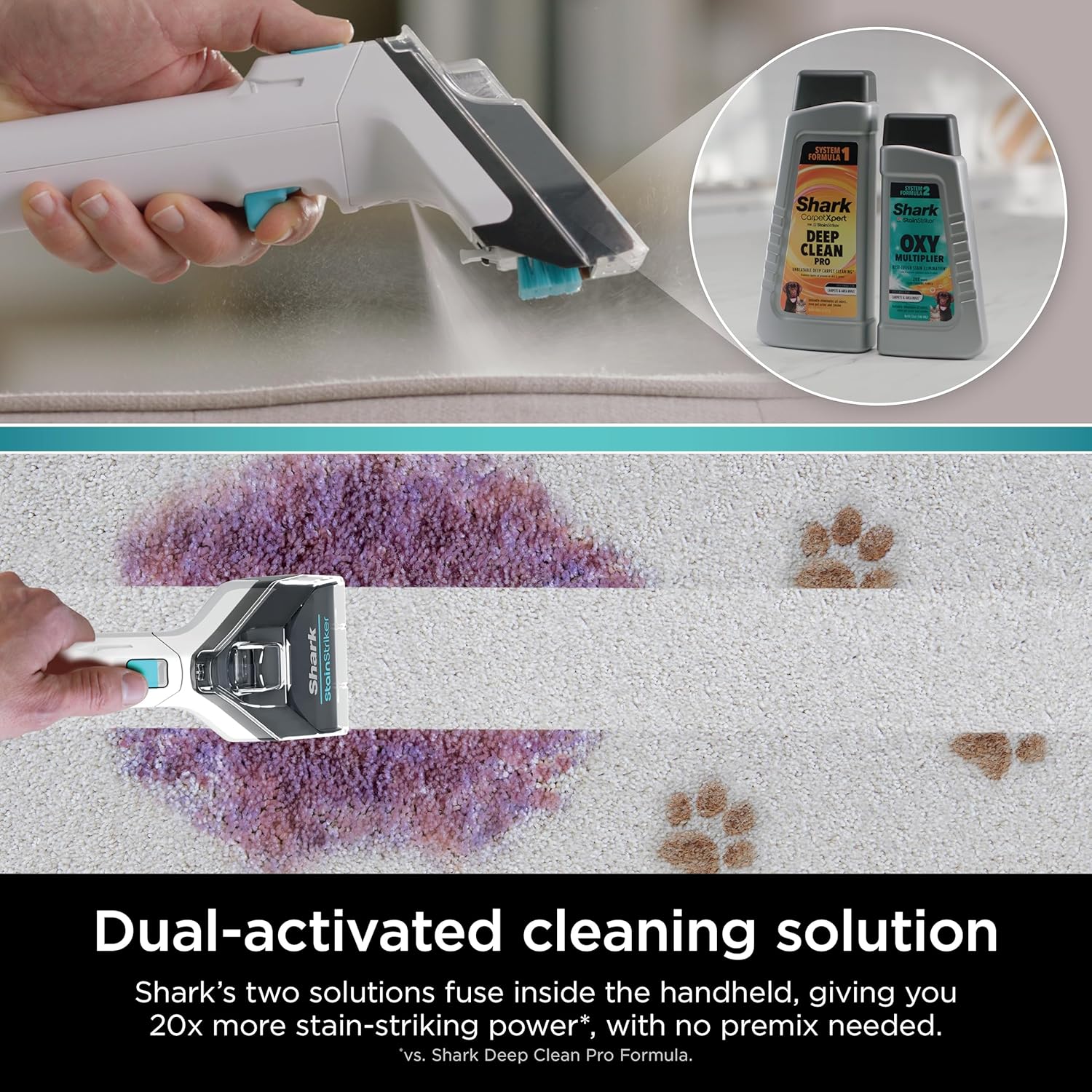 Shark CarpetXpert EX201 Carpet Cleaner, Cyan  C Deep Cleaning with StainStriker, Perfect for Pets, Includes Spot & Stain Remover Tools