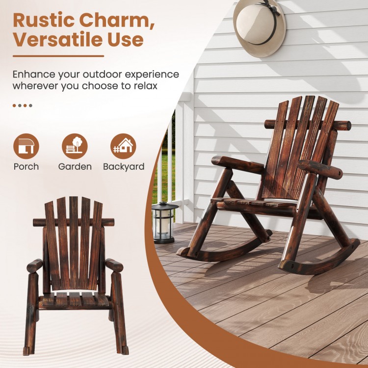 Outdoor Adirondack Rocking Chair for Adults Solid Wood Porch Rocker