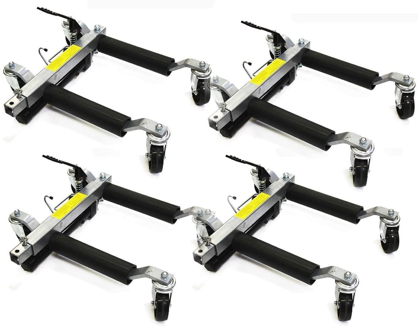 Stark 4-Pack Wheel Dolly Car Skates with Hydraulic Jack, 1500 lbs Capacity, Universal Wheels, Ratcheting Foot Pedal