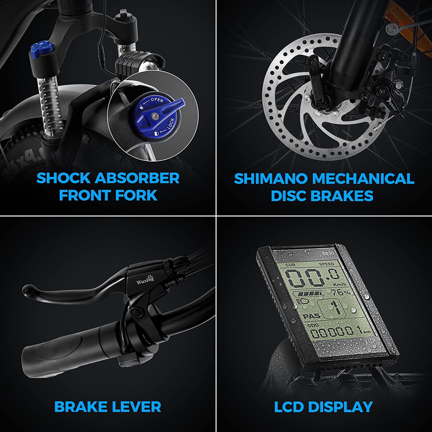 Outdoor electric bike with 48V/15Ah lithium battery �?Black