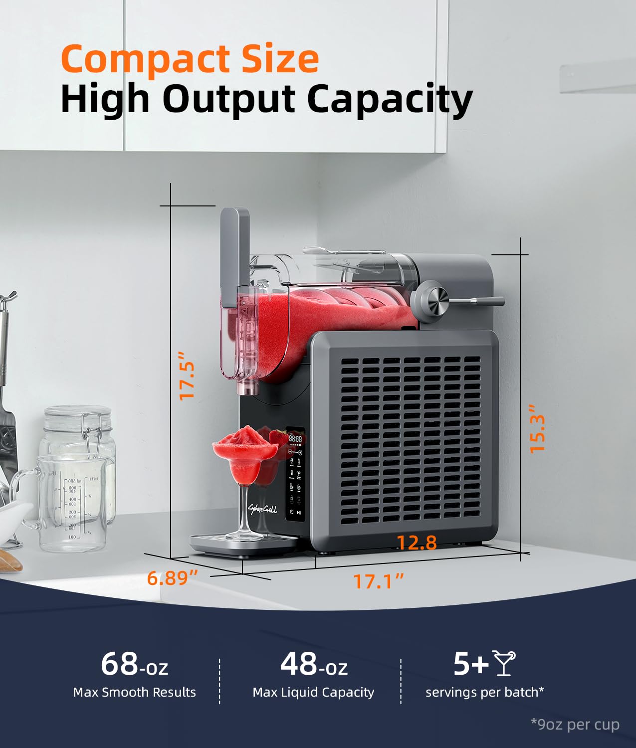 Slushie Machine - Professional Frozen Drink Maker No Ice Needed- 70 oz Slushy Machine for Home with LED Display - One-Touch Reservation & 6 Pre-set Programs for Frozen Margaritas, Frapp��s & Ice Cream