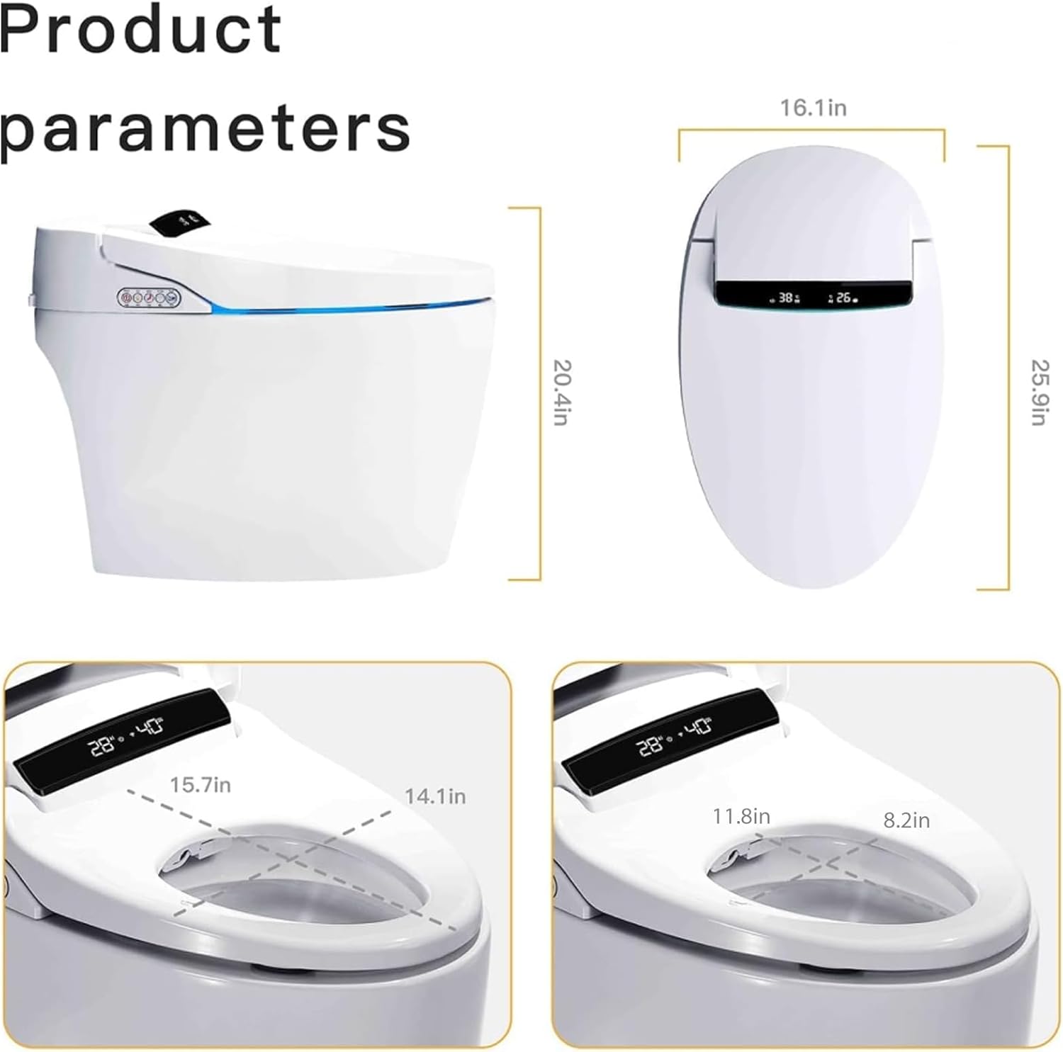 XEK Smart Toilet, One Piece Bidet Toilet for Bathrooms