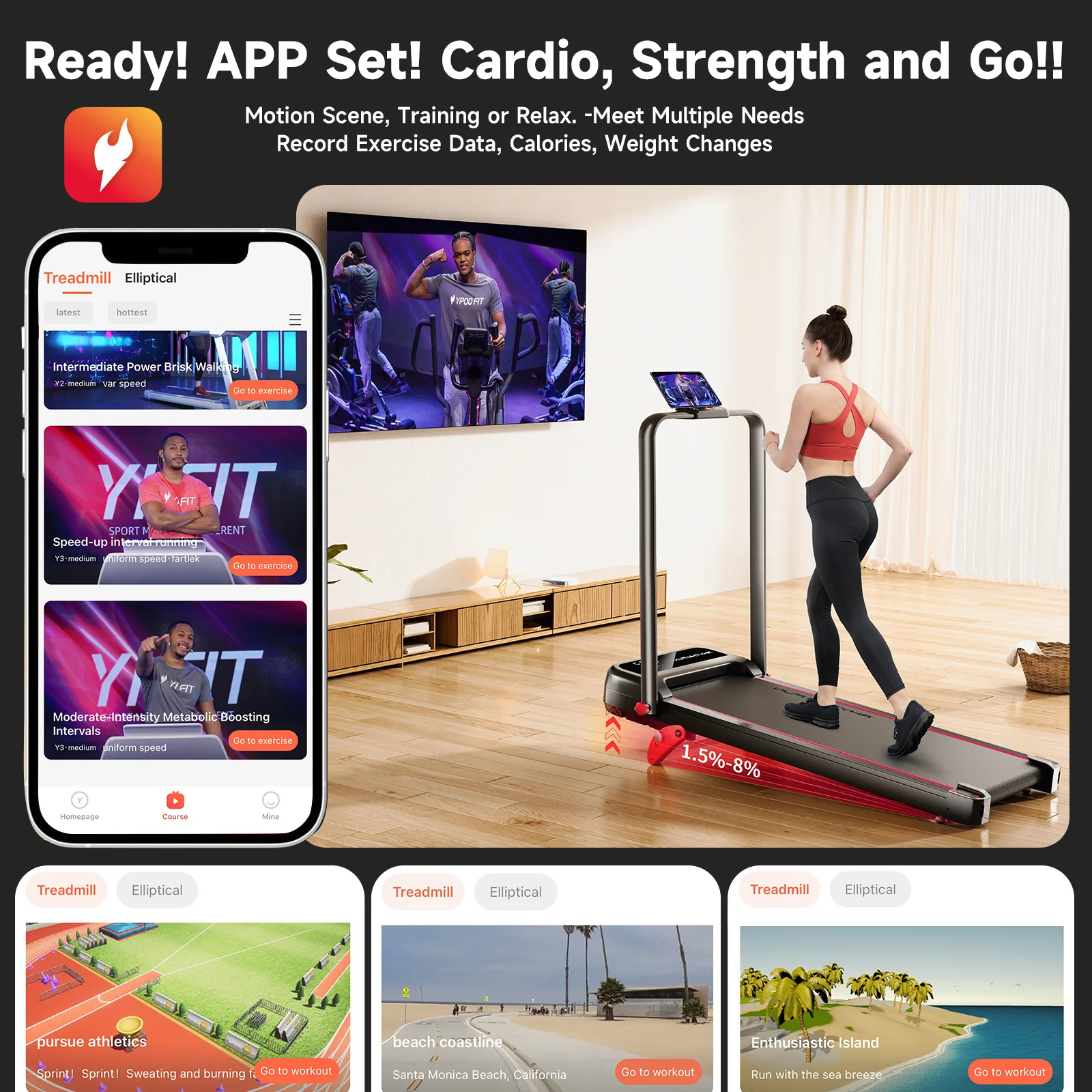 RHYTHM FUN CP01 Foldable Treadmill with Incline