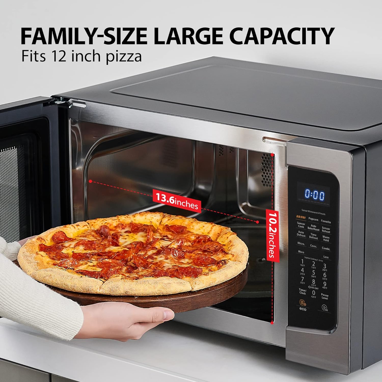 TOSHIBA 4-in-1 ML-EC42P(SS) Countertop Microwave Oven, Smart Sensor, Convection, Air Fryer Combo, Mute Function, Position Memory 13.6