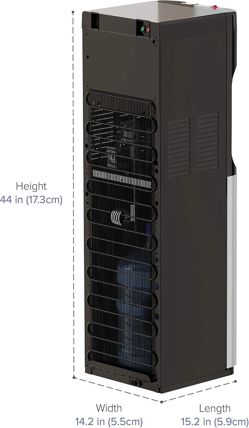 Bottom Loading Water Cooler Dispenser for 5 Gallon Bottles - 3 Temperatures with Hot, Room & Cold Spouts, Child Safety Lock, LED Display with Empty Bottle Alert, Stainless Steel