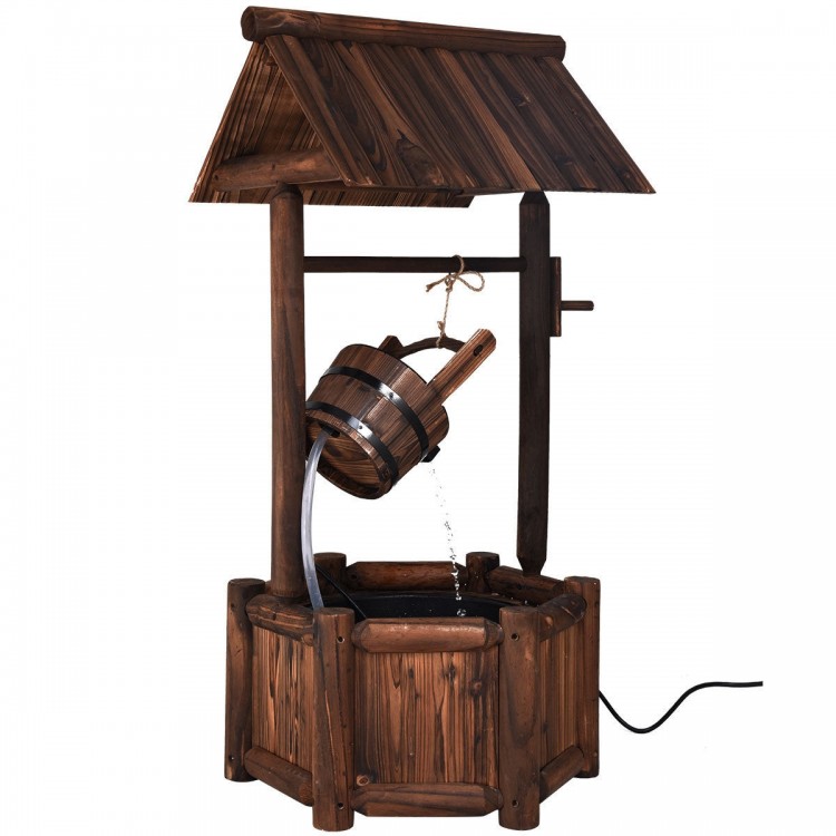 Garden Wooden Wishing Water Fountain with Pump