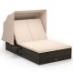 Patio Double Chaise Lounge with Shade Cushions and Folding Side Trays