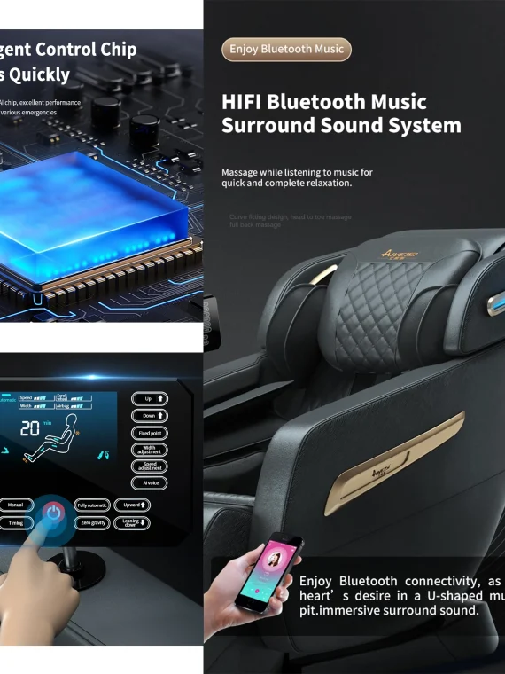 2024 4D Zero Gravity Massage Chair, Full Body Shiatsu Recliner with Yoga Stretching, SL Track, Intelligent Voice Control, Calf Kneading, Calfrest Extension, Premium Black Leather