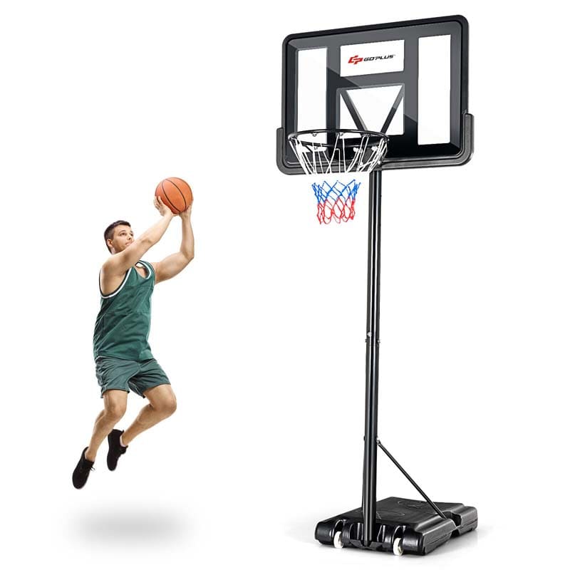 Portable Basketball Hoop Outdoor, 4.5-10FT Height Adjustable Basketball Goal System with 44