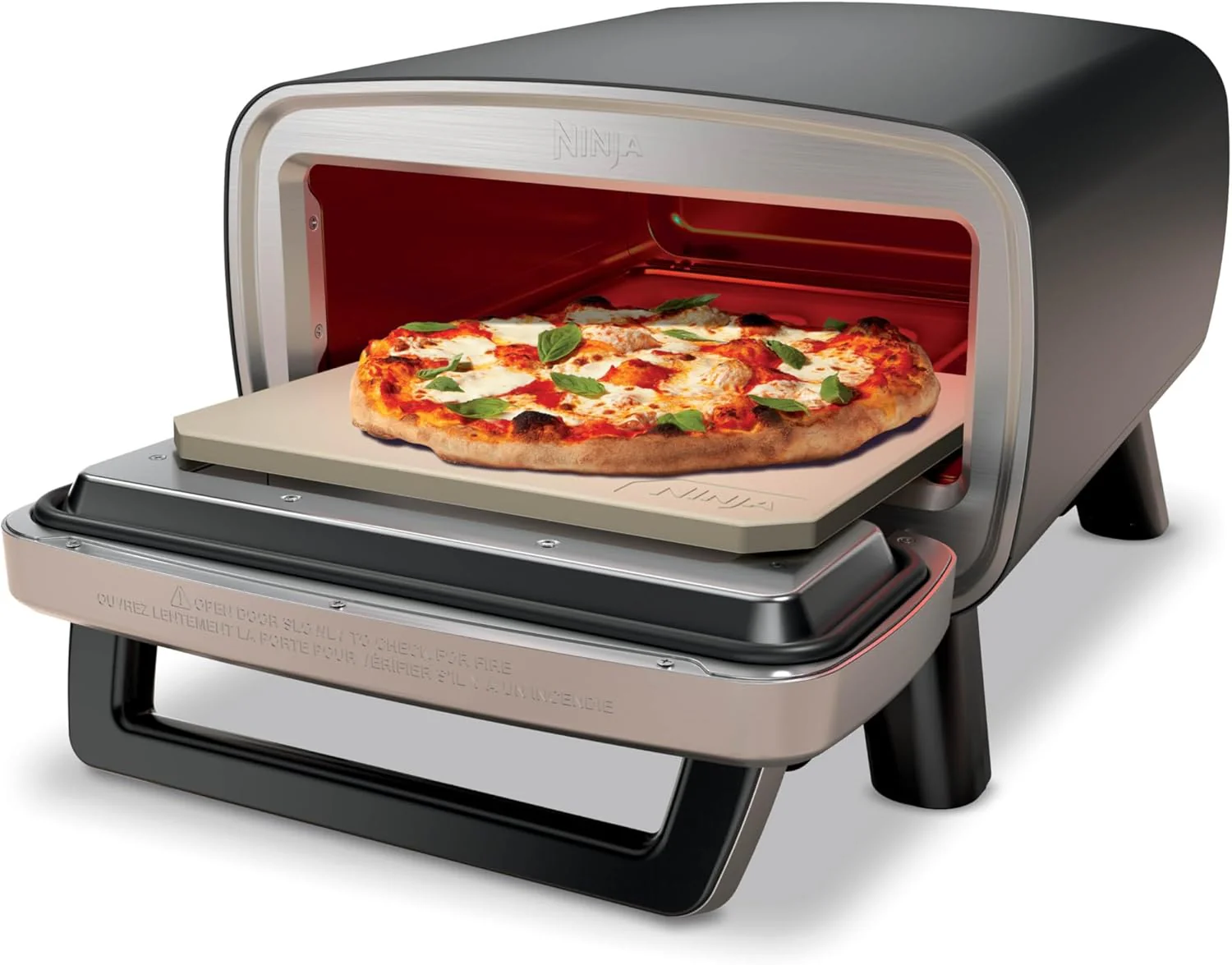 Ninja Artisan Outdoor Pizza Oven, 12-inch, 3-minute Pizza, Neapolitan, Thin Crust, New York Chicago, Custom, 700F Max Temperature, Electric Heat, Bake, Broil, Proof, Warm, MO201