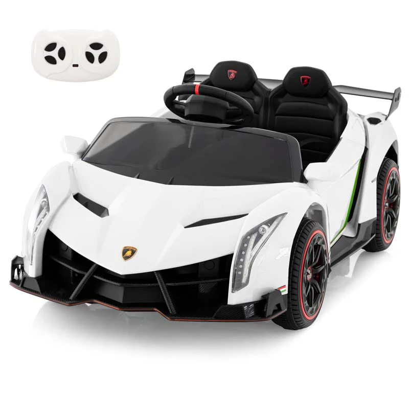 Lamborghini Licensed Kids Ride On 4WD Sports Car, 12V Battery Electric Vehicle Toy with Remote Control, 3 Speeds, Hydraulic Doors