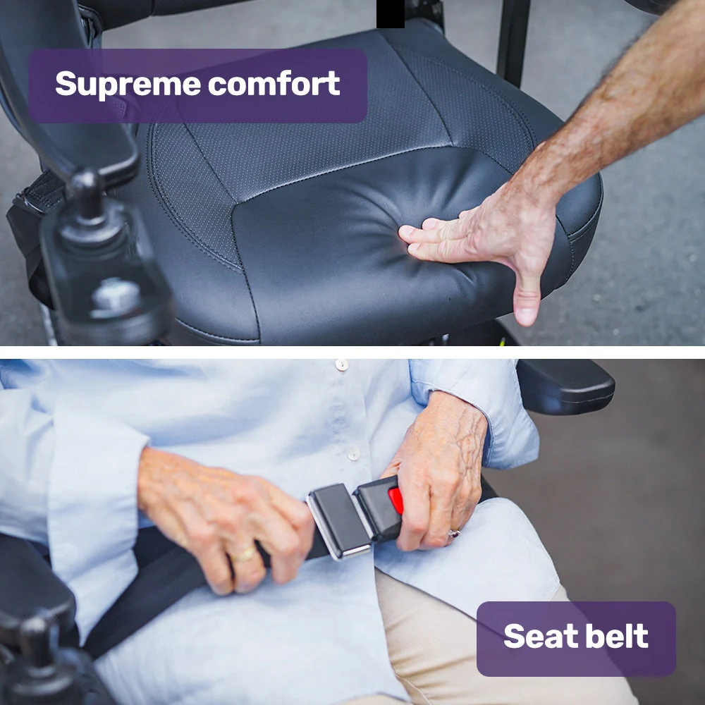 EQUIPMED Heavy Duty Electric Wheelchair, Up to 20km Range, Ultra-Comfortable, Great Turning Circle, Safe Stable Non-Slip Anti-Roll Back Power Chair, Blue