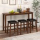 4-Piece Bar Table Set Counter-Height Table and 3 PVC Leather Upholstered Bar Stools