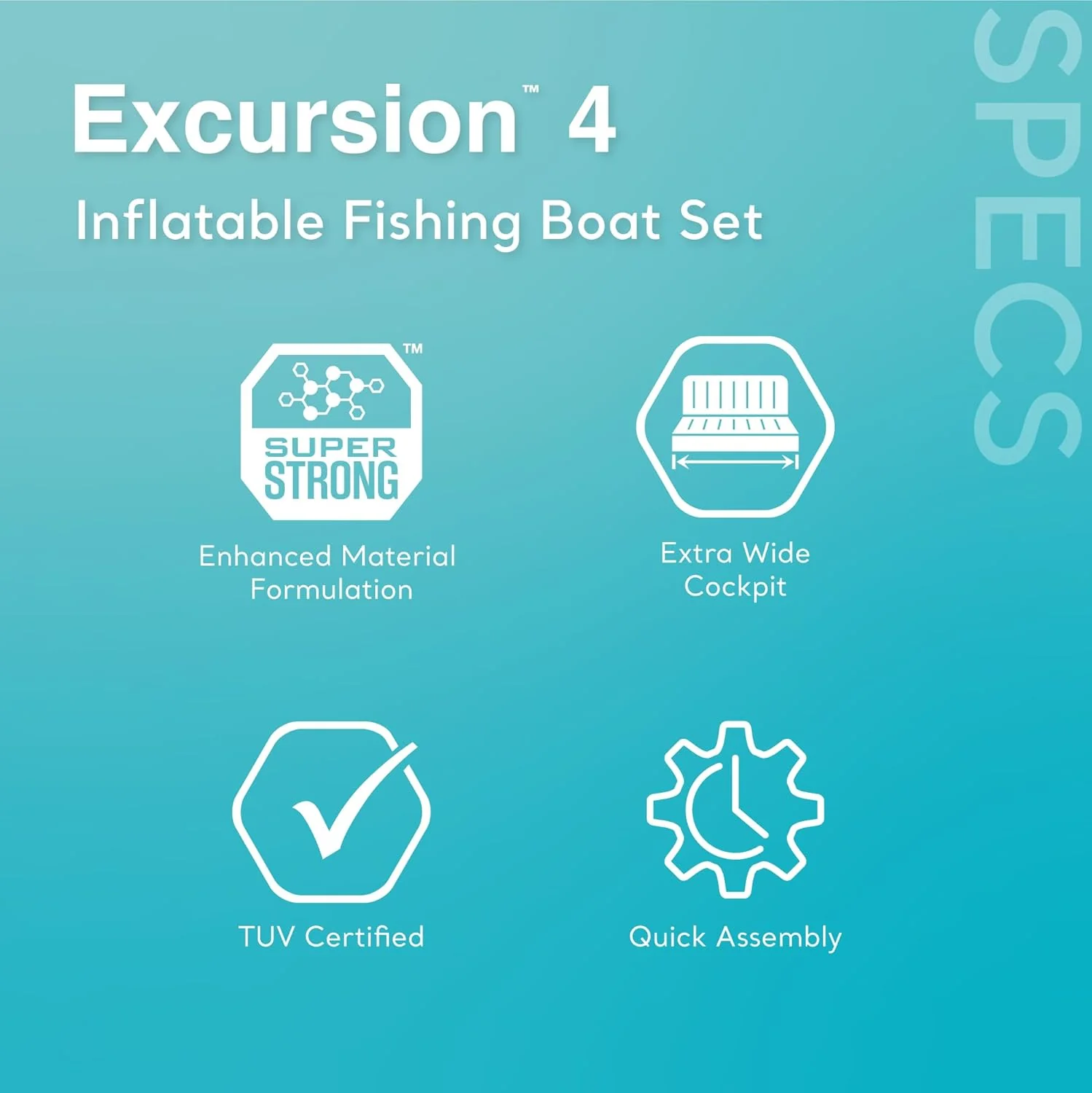 INTEX Excursion Inflatable Boat Series: Includes Deluxe 54in Boat Oars and High-Output Pump �C SuperTough PVC �C Adjustable Seats with Backrest �C Fishing Rod Holders �C Welded Oar Locks