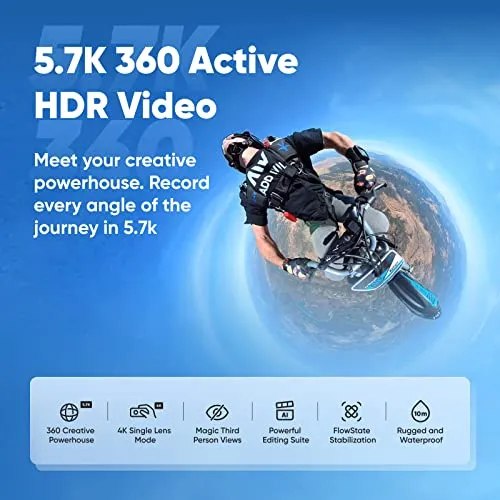 Insta360 X3 Motorcycle Kit- Waterproof 360 Action Camera with 1/2
