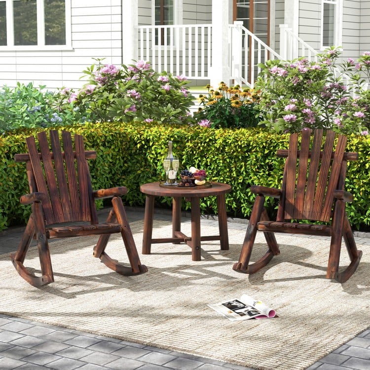 Outdoor Adirondack Rocking Chair for Adults Solid Wood Porch Rocker