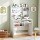 Compact Office Computer Desk with Hutch Magnetic Whiteboard