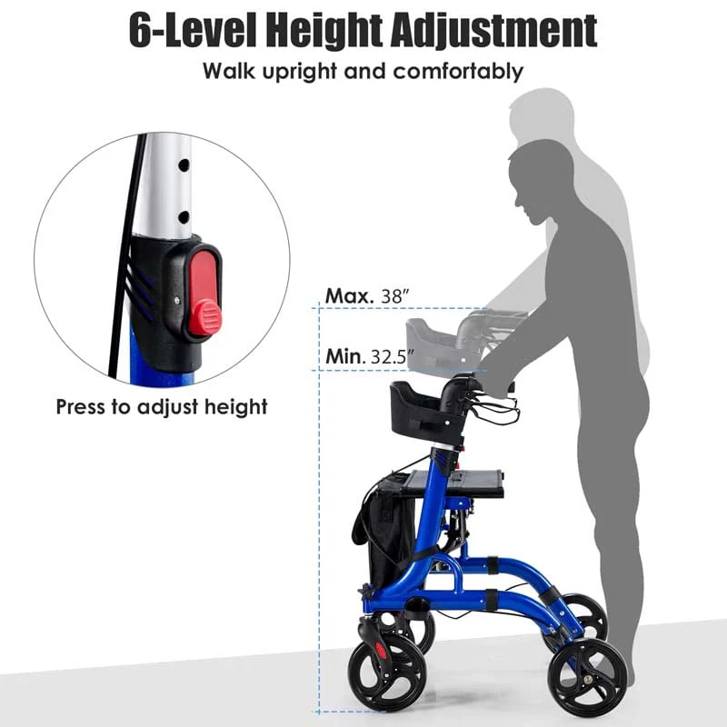 2 in 1 Folding Rollator Walker with Seat & 8