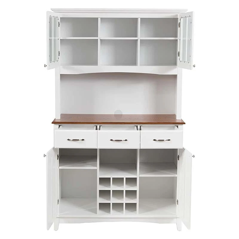 Wood Buffet Hutch Cabinet Kitchen Hutch Sideboard Kitchenware Server with 3 Large Drawers & 9 Wine Grids