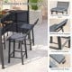3-Piece Patio Bar Set 8 x 8 FT Double-Tier Grill Gazebo with 2 Bar Stools