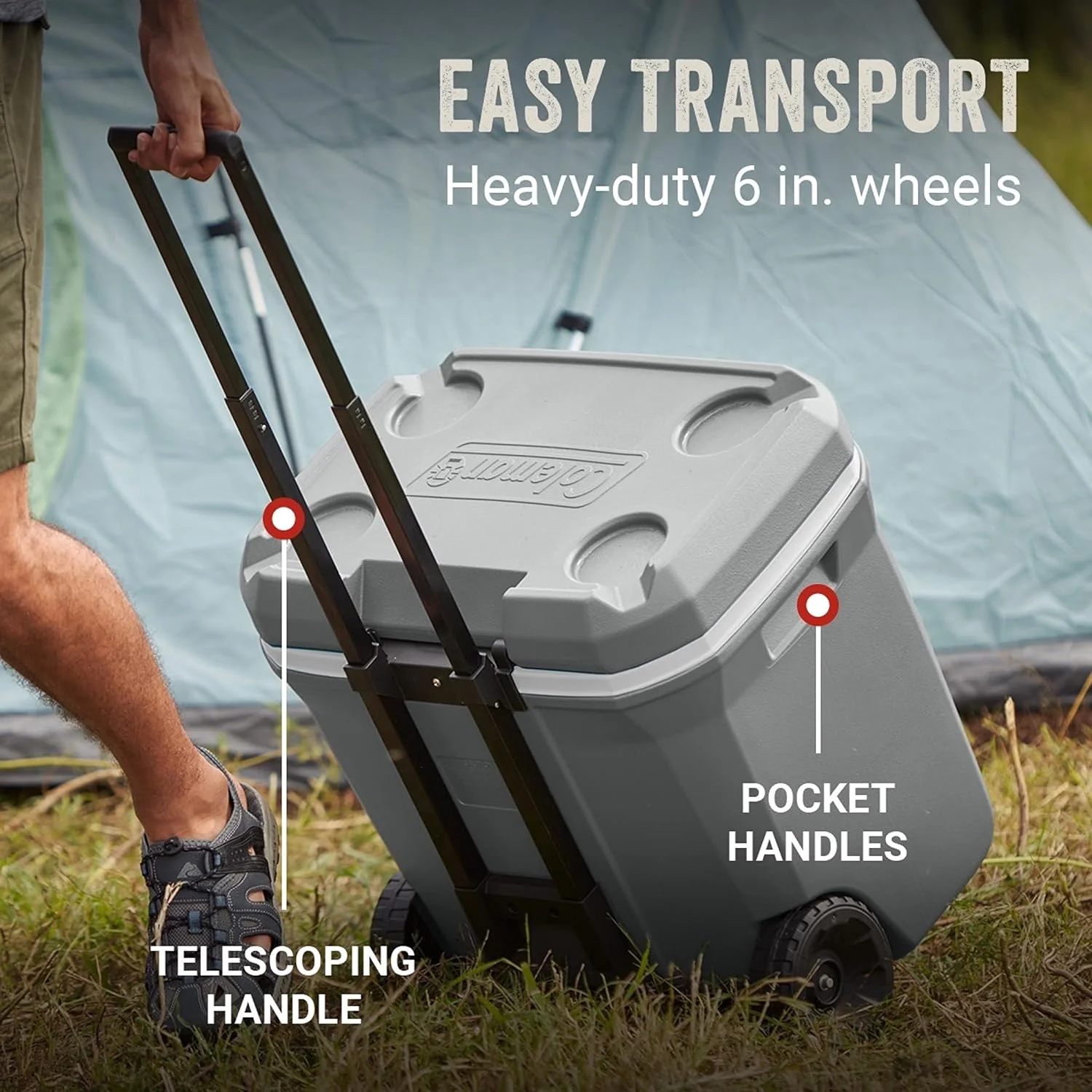 Coleman Classic Series Insulated Portable Wheeled Cooler, Leak-Resistant Outdoor Hard Cooler Keeps Ice up to 5 Days, 100-Quart