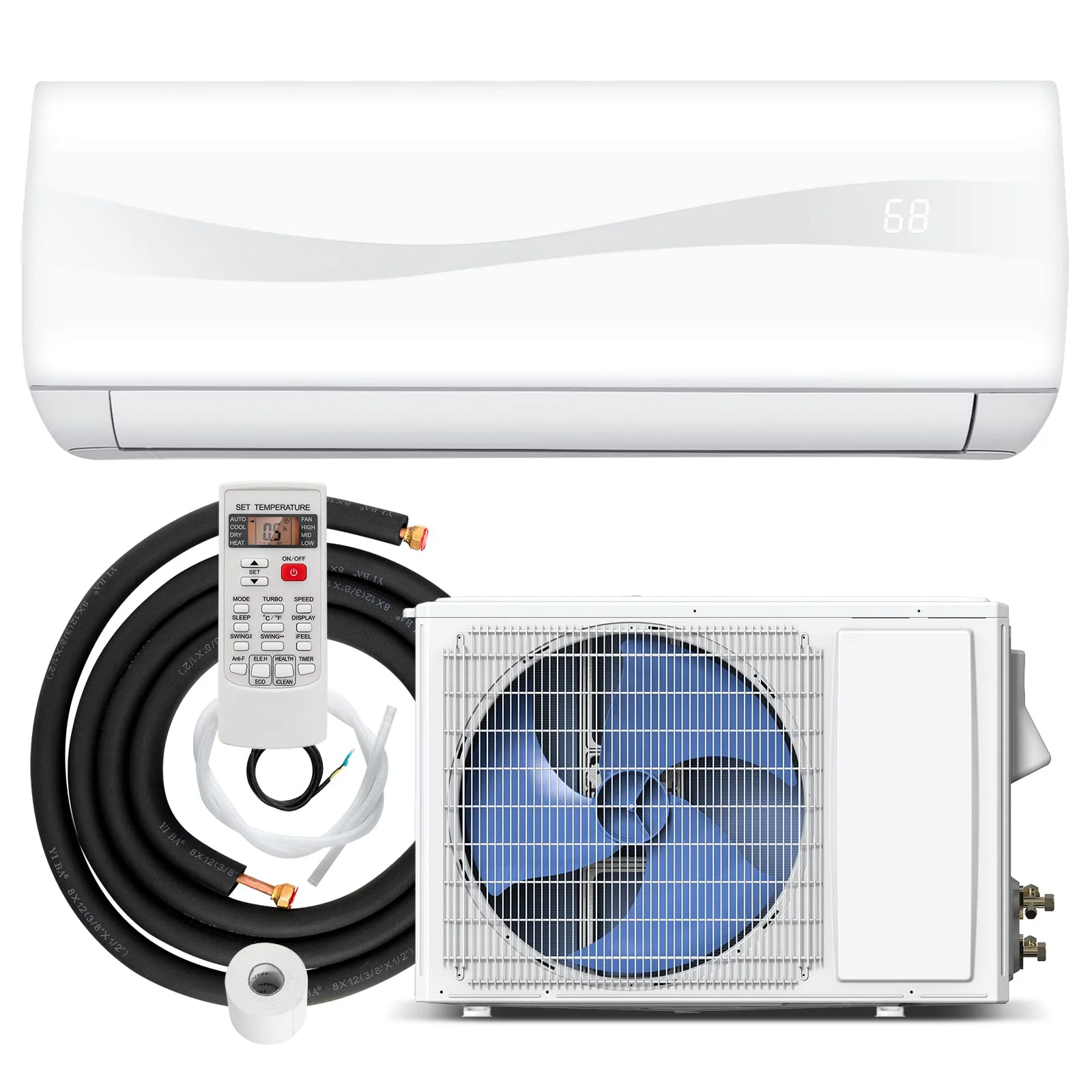 24000 BTU Ductless Mini Split Air Conditioner 208-230V 18.5 SEER2 Wall-Mounted Inverter AC Unit with Heat Pump
