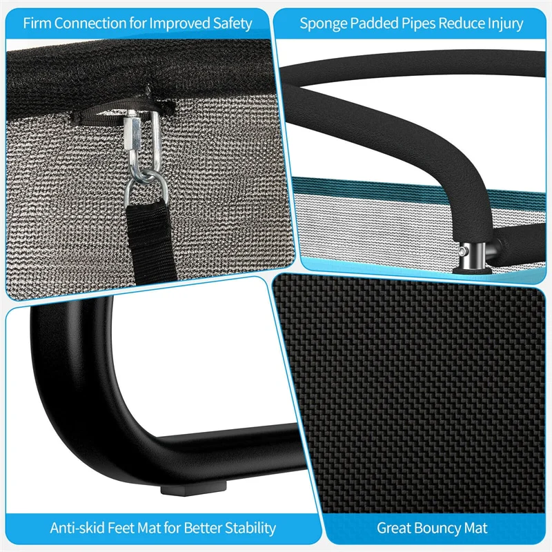 6FT Kids Trampoline with Swing, Safety Enclosure, ASTM Approved Rectangle Recreational Trampoline for 3-8 Years Indoor/Outdoor, Max Load 220lbs