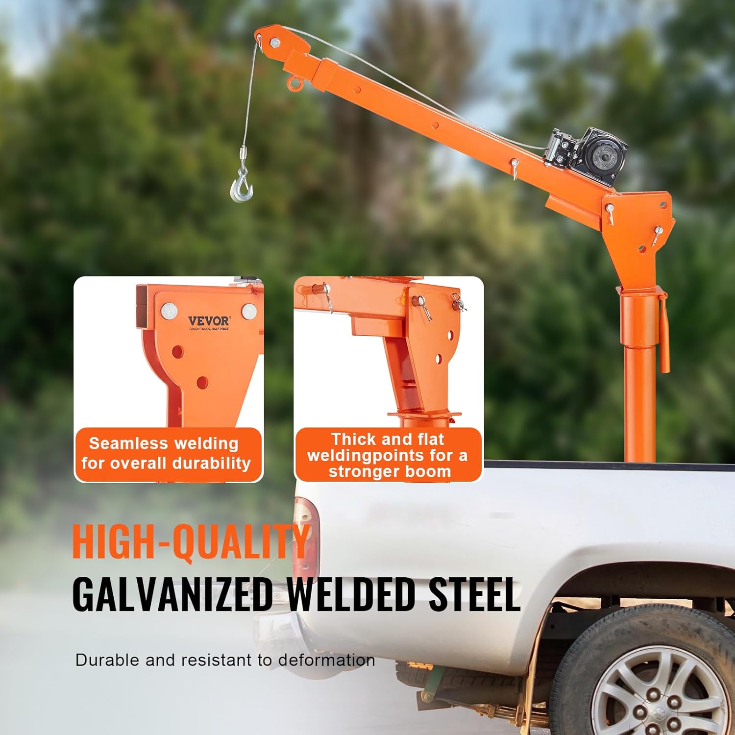 VEVOR Electric Truck Crane 1100 lbs Capacity, 360° Swivel, Adjustable Boom, Heavy-Duty Lifting for Construction & Factory Use