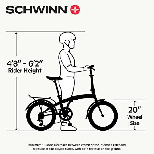 Schwinn Loop 20-Inch Folding Bike, 7-Speed, Step-Through Frame, Adult Commuter Bicycle with Cargo Rack