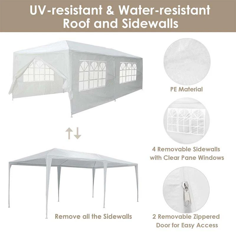 10 x 20 FT Outdoor Gazebo Canopy Tent Party Wedding Event Tent with 6 Removable Sidewalls & Carry Bag