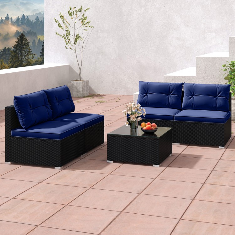 5-Piece Outdoor Patio Furniture Set with Cushions and Coffee Table