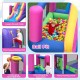 7-in-1 Kids Inflatable Bounce House with Long Slide and 735W Blower