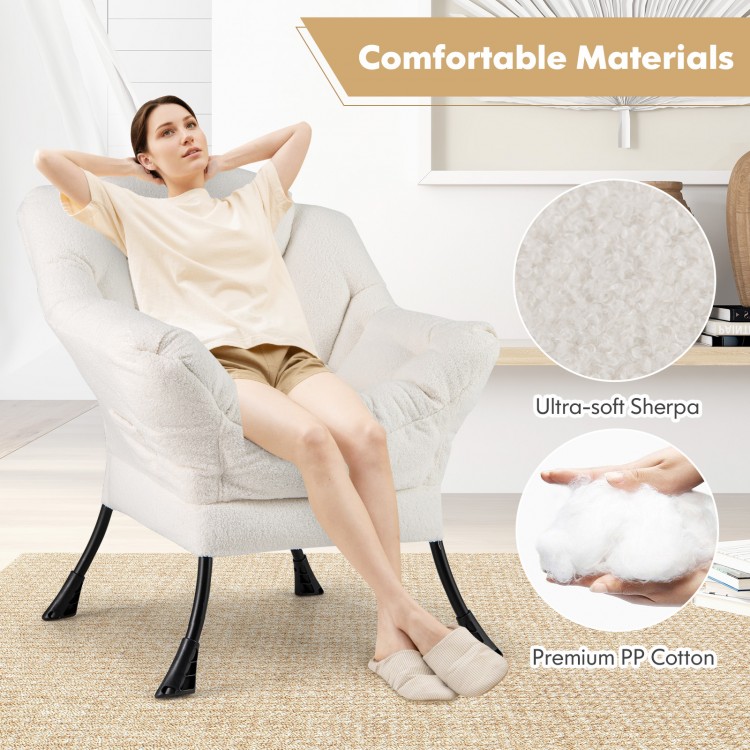 Sherpa Upholstered Accent Chair with Cozy Head Pillow