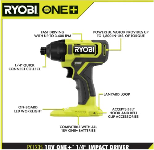 RYOBI ONE+ PCL1600K2 18V Cordless 6-Tool Combo Kit