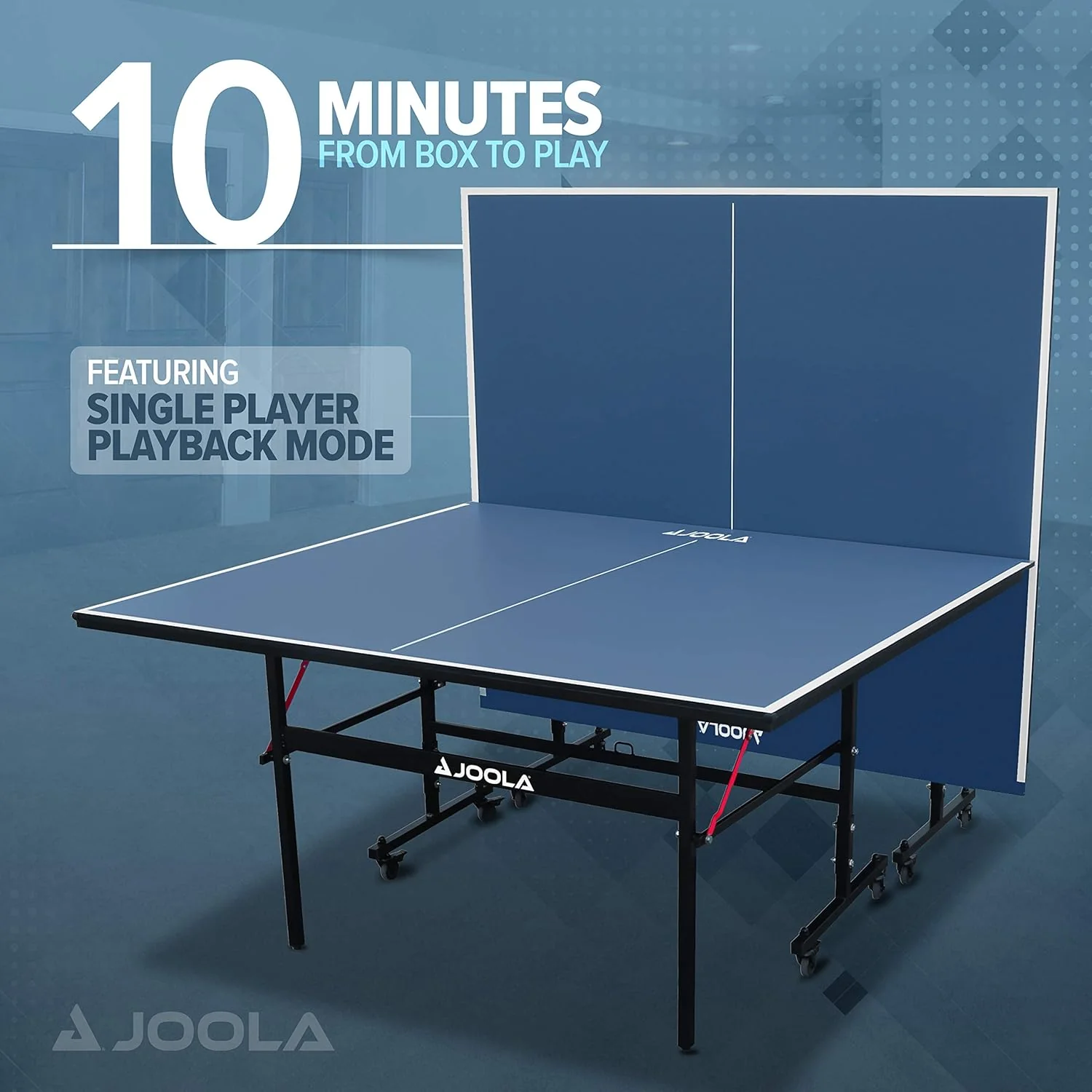JOOLA Inside Professional MDF Indoor Ping Pong Table with Quick Clamp Table Tennis Net and Post Set - 10 Minute Easy Assembly - Tournament Quality - Foldable with Single Player Playback Mode