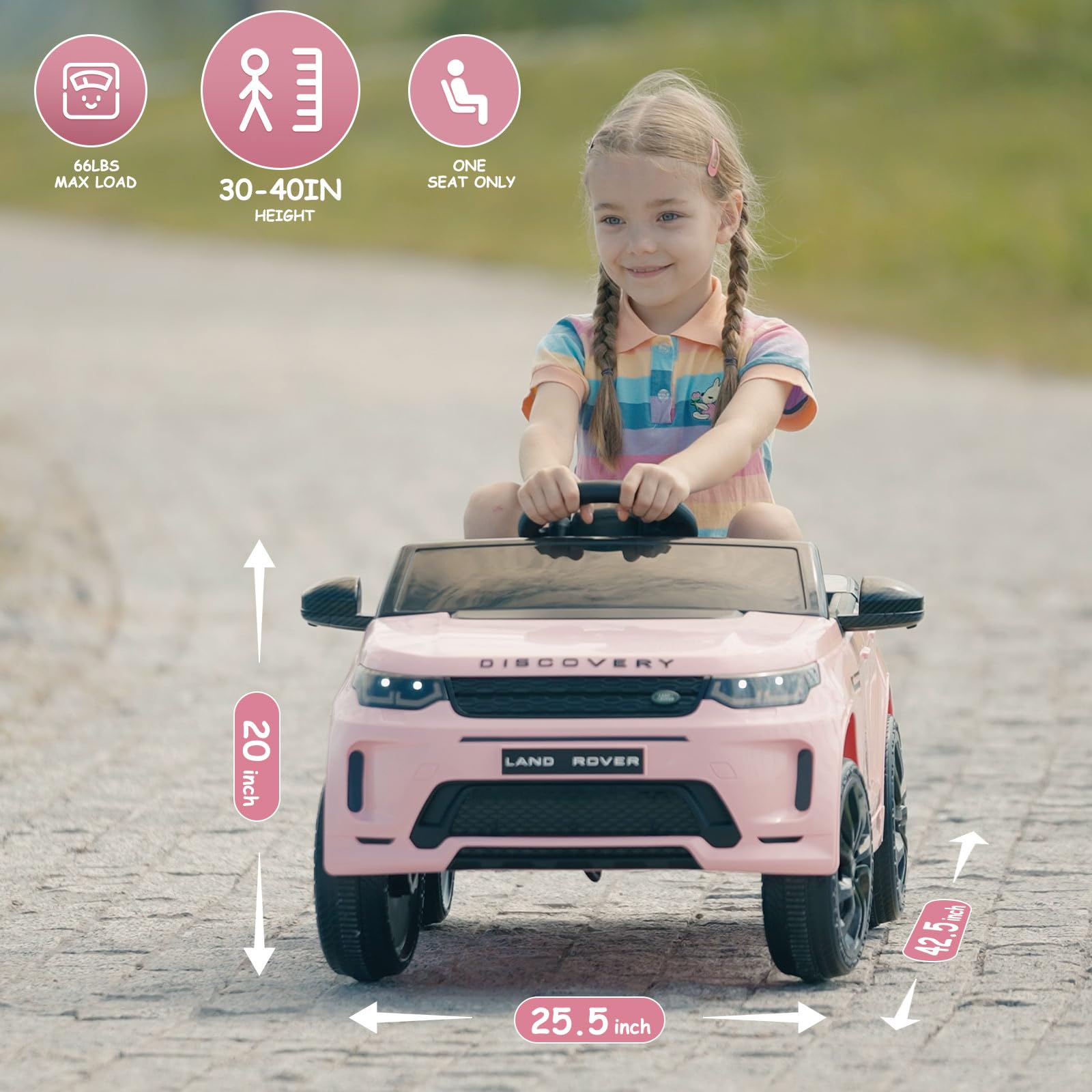 TEOAYEAH Land Rover Licensed Kids Electric Ride-On Car with Lithium Battery, Music & Remote Control