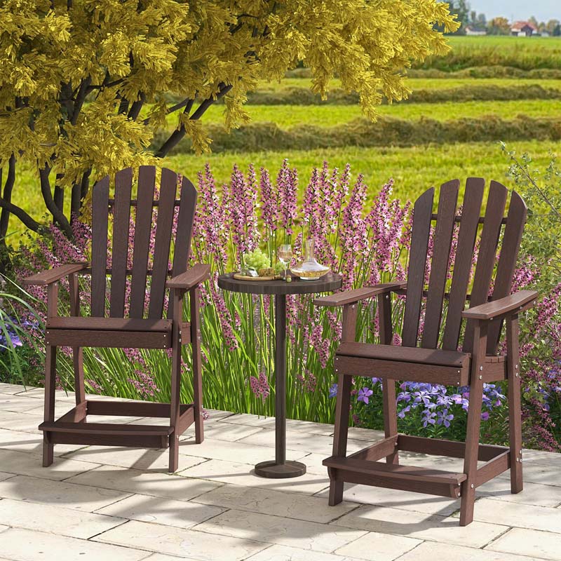 Outdoor HDPE Tall Adirondack Chair with Armrest & Footrest, Weather Resistant 47