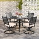 2 Pieces Outdoor Swivel Chairs Patio Dining Chairs with Padded Cushions