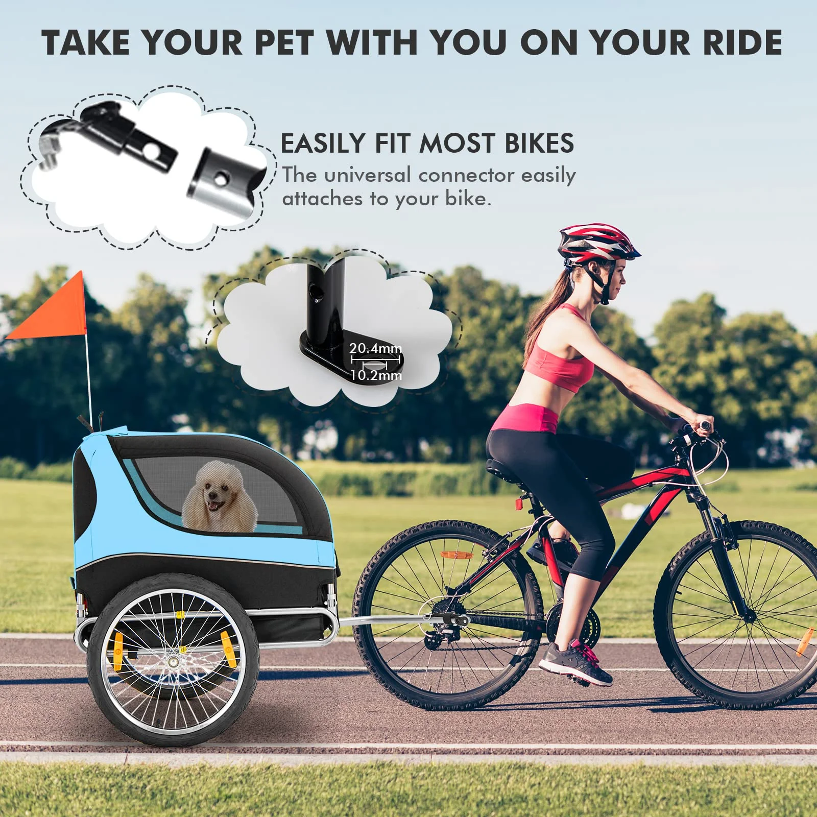 Pet Bike Trailer Holds 40kg Bicycle Trailer for Small & Medium-Sized Dogs