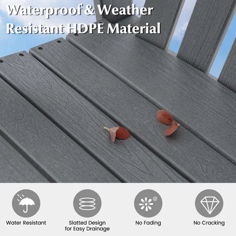 Outdoor HDPE Tall Adirondack Chair with Armrest & Footrest, Weather Resistant 47