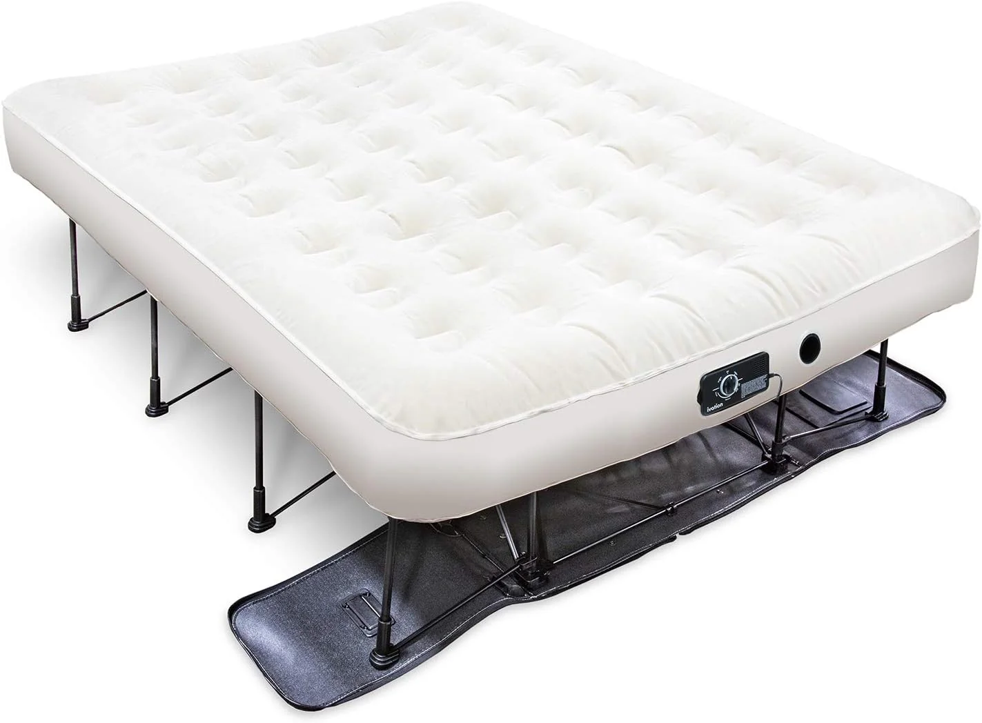 Ivation EZ-Bed (King) Air Mattress with Frame & Rolling Case, Self Inflatable, Blow Up Bed Auto Shut-Off, Comfortable Surface AirBed, Best for Guest, Travel, Vacation, Camping