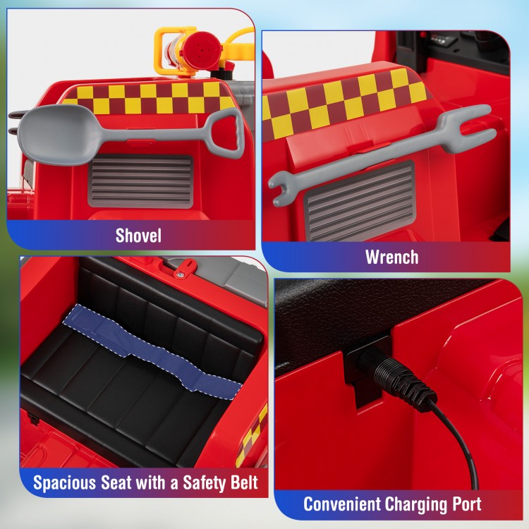 12V Ride on Fire Truck Powered Car with Water Gun and Interphone